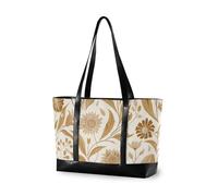 aidingzhi William Morris Style Fantasy Sand Floral Portable 14 inch laptop bag with zipper travel tote bag for Pool Gym Grocery Travel with tablet