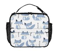 aidingzhi Women Lunch Bag Zip Pockets Lunch Box Kids with Handle Insulated Bag for School,Work,Outdoor Jon Klassen Style Fox Sky Blue Lavender White
