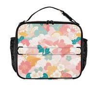 aidingzhi Women Lunch Bag Zip Pockets Womens Lunch Box with Handle Lunch Cooler for School,Work,Outdoor Japanese Style Flowers