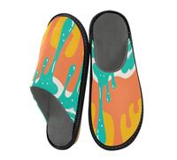 aidingzhi Women Slipper Indoor House Slippers For Women Woman Slippers Memory Foam Woman'S House Bed, Graffiti Art Orange Green, 9-10