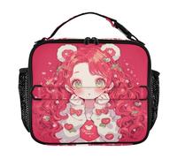 aidingzhi Womens Lunch Bag Lightweight Lunch Boxes for Adults Keeps Food Warm Lunch Cooler Tote for Beach TravelCute Cherry Red Simple Bear Girl