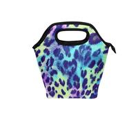aidingzhi womens lunch bag with Curved handle lunch boxes Leakproof picnic cooler bag for Work College Colorful Leopard Print Psychedelic