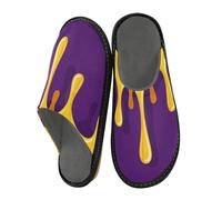 aidingzhi Women's Slipper Slippers For Women Indoor Memory Foam Fuzzy Slippers House Shoes For Woman Cozy, Graffiti Art Yellow Purple, 6.5-7