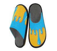 aidingzhi Women's Slipper Slippers For Women Indoor Memory Foam Home Shoes House Slippers Cozy Women'S, Graffiti Art Yellow Blue, 8-8.5