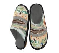 aidingzhi Women's Slipper Warm Slippers For Women Indoor Memory Foam Slippers House Cozy House, Welcome to China Scenery Culture, 8-8.5