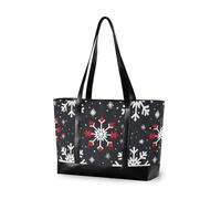 aidingzhi Xmas Childish Snowflake Hexagon Pattern White Red Black simple women laptop bag with zipper work totes for commuter with