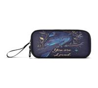 aidingzhi You Are Loved Crow Black Nylon Storage Pen Case Pencil Bag Big Capacity Pencil Case For Teen Stationery for Office Adolescents