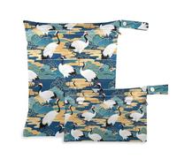 aidingzhi zippered bags for wet 2 Pack diaper bag essential items with handles for travel, gym (Chinese Retro Cloud Crane Blue)