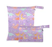 aidingzhi zippered large wet bag 2 Pack travel essentials for baby with handles for daycare, yoga (Animal Dino Roar Cartoon)