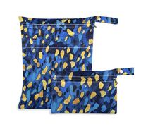 aidingzhi zippered waterproof dry bag 2 Pack diaper bag essential items with handles for baby diapers, pool (Leopard Print Blue Godlen)