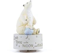 AIDLNS I Love You to The Moon and Back, Polar Bear Music Box, Musical Figurine Keepsake, Heartfelt Gift for Family and Loved Ones, Home Décor Collectible, Plays Twinkle, Twinkle, Little Star Melody