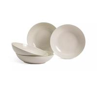 AIDNI 4 Piece Ripple Cream Stoneware Pasta Bowl Set Ripple Texture Serving Bowls, Large Pasta Soup Salad Bowls, Microwave & Dishwasher Safe