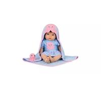 AIDNI Baby Splash Bath Time Doll Set with Hooded Towel, Blue and Pink Octopus Theme, Includes Soft Toy Accessory