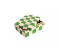 AIDNI Brights Checkered Resin Trinket Box Pink Green Jewellery Storage Box Decorative Keepsake Organizer MDF Gift