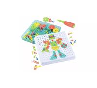 AIDNI Create & Screw Mosaic Building Kit, Educational Construction Toy with Drill, Colourful Shapes and Pegboard, for Kids