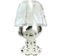 AIDNI Crushed Diamond Stitch Table Lamp, Silver Shade, Ceramic White Base, Bedside Decor, Stylish Home & Office Décor Lighting, 50cm [Energy Class A]