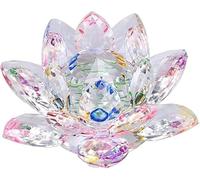 AIDNI Crystal Lotus Flower Ornament,Sparkle Rotating Multicolour Feng Shui Decoration, Crystal Glass Lotus for Home, Office & Gift -18 cm