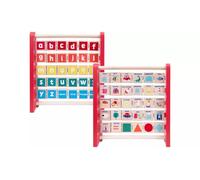AIDNI Educational Wooden Alphabet Abacus, Letters A-Z, Numbers and Shapes Learning Toy, Red Frame