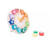 AIDNI Educational Wooden Learning Clock for Kids, Rainbow Colours, Numbers 1-12