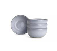 AIDNI Evora 4 Piece Stoneware Cereal Bowl Set Blue Reactive Glaze Bowls, Speckled Breakfast Soup Dessert Bowls, Microwave & Dishwasher Safe