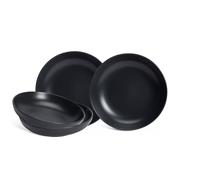 AIDNI Matte Glaze 4 Piece Stoneware Pasta Bowl Set Charcoal Large Serving Bowls, Dishwasher & Microwave Safe Scandi Style Bowls