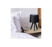 AIDNI Mini Tripod Table Lamp, Pine Wood Base, Black Shade