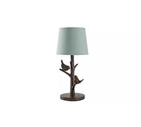 AIDNI Moorlands Bird Table Lamp, Decorative Bronze Tree Branch with Birds, Grey Shade