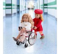 AIDNI Our G Heals on Wheels Medical Care Accessory Set for 18-Inch Dolls, Foldable Wheelchair, Crutches, Leg Cast, X-Rays, Bandages & Doctor Accessories, Pretend Play Recovery Kit (Dolls Sold Separ