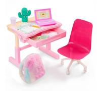 AIDNI Our G School Dreams Desk and Chair Playset for 18-Inch Dolls, Adjustable School Desk with Light-Up Lamp, Laptop, Backpack and Classroom Accessories (dolls Not included)
