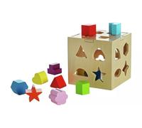 AIDNI PlaySmart Wooden Shape Sorter Cube, Educational Shape Sorting Toy with Colourful Wooden Blocks, Early Learning Activity Toy for Toddlers and Children