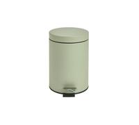 AIDNI Round Metal Step Pedal Bin, Sage Green, 3L Capacity, Bathroom Waste Container with Lid