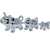 AIDNI Set of 3 Crystallized Elephant Figurine Set, Silver Crushed Diamond Sparkle Ornament, Shiny Elephant Family, Home Decor or Gift, -13 cm