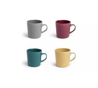 AIDNI Set of 4 Colour Glaze Mugs - 305ml Stoneware Coffee Mugs, Block Colour Tea Cups, Microwave & Dishwasher Safe, Modern Kitchen Drinkware