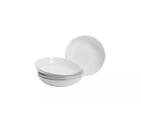 AIDNI Set of 4 Silver Rim Porcelain Pasta Bowls 22cm Large Serving Bowls, 1000ml Capacity, Elegant Hand-Painted Silver Trim, Dinnerware for Pasta, Salad, Soup, Noodles - White