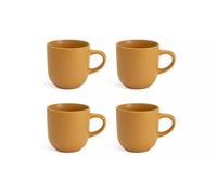 AIDNI Set of 4Matte Mustard Stoneware Mug 420ml Large Coffee Mugs, Mid-Century Style Tea Cups, Microwave & Dishwasher Safe Kitchen Drinkware