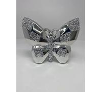 AIDNI Silver Crushed Diamond Butterfly Figurine, Sparkling Home Décor Ornament, Elegant Living Room Accessory, 15cm