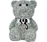 AIDNI Silver Crushed Diamond Shine Teddy Bear Sparkle Bling Ornament, Handmade Sparkle Figurines, Gift for Girls, Birthday, Wedding, Anniversary, 18cm Tall