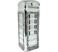 AIDNI Sparkling Memories Ceramic Telephone Booth Ornament, Crushed Diamond Glitter, Vintage Retro Design, 25cm