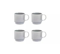AIDNI Stoneware Mugs with Ribbed Design, Set of 4, Grey