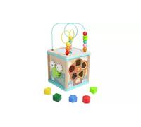 AIDNI Wooden Animal Activity Cube, Educational Shape Sorter Toy with Bead Maze, Multi-Colored Learning Center for Toddlers