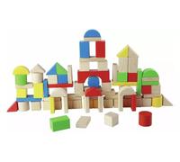 AIDNI Wooden Building Block Set, 80 Pieces, Colourful Educational Construction Toys