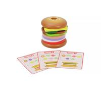 AIDNI Wooden Burger Stacking Game with Order Cards, Educational Building Toy