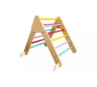 AIDNI Wooden Climbing Triangle with Colourful Rungs, Soft Play Indoor Gym Equipment