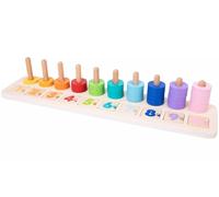 AIDNI Wooden Number Learning Blocks, Rainbow Counting Stacker, Educational Counter Set for Kids