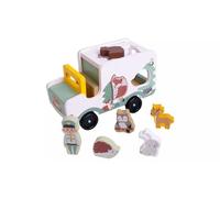 AIDNI Wooden Woodland Animal Transporter Toy, Educational Sorting Vehicle with Forest Creatures, Kids Learning Toy