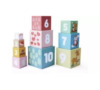 AIDNI Woodland Animals Cardboard Stacking Blocks, Educational Baby Activity Toy, Nesting Cubes with Numbers
