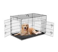 Aidoly Dog Crate - 36 Inch Medium Double Door Portable Dog Cage, Metal Wire Pet Kennel with Secure Lock, Leak-Proof Pan Tray, Foldable Design for Dogs Pets Indoor Training and Outdoor Trave