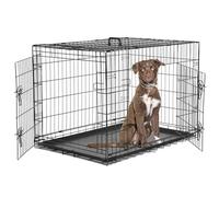 Aidoly Dog Crate - Medium 36 Inch Double Door Portable Dog Cage, Metal Wire Pet Kennel with Safe Lock, Leakproof Griddle, Foldable Design for Dogs Pets Indoor Training and