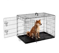 Aidoly Dog Crate - Medium 36 Inch Double Door Portable Dog Cage, Metal Wire Pet Kennel with Safe Lock, Leakproof Griddle, Foldable Design for Dogs Pets Indoor Training and