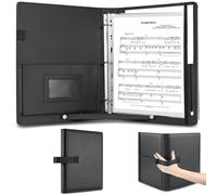 AiDor PU Leather Choir Music Folder, 3 Ring Black Binder with Adjustable Band,Sheet Music Folder fit Letter Size, for Choral Performances at Concerts